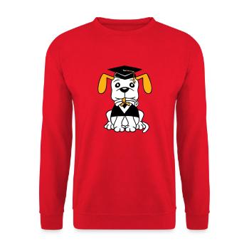 Hund Schulabschluss Zeugnis Gymnasium College Abi - Unisex Pullover - Rot - Vorne - Alina (178cm) & Michal (187cm)