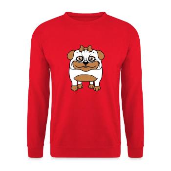 Dog Pug Girl Pretty Bow Woman Female - Unisex Sweatshirt - red - Front - Alina (178cm) & Michal (187cm)