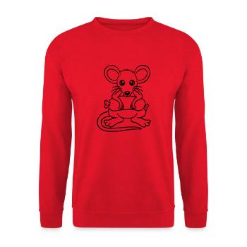 Souris grosse saucisse manger faim saucisse grillades - Sweat-shirt Unisexe - rouge - Devant - Alina (178cm) & Michal (187cm)