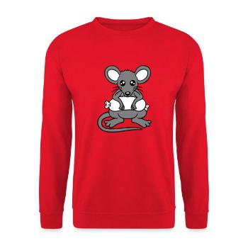 Souris grosse saucisse manger faim saucisse grillades - Sweat-shirt Unisexe - rouge - Devant - Alina (178cm) & Michal (187cm)
