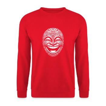 Mask - Unisex Sweatshirt - red - Front - Alina (178cm) & Michal (187cm)