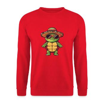 Turtle Comic Funny Sombrero - Unisex Sweatshirt - red - Front - Alina (178cm) & Michal (187cm)