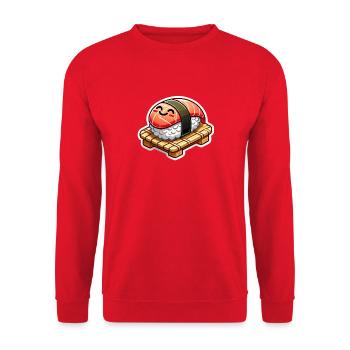 Frohes Kawaii Sushi - Unisex Pullover - Rot - Vorne - Alina (178cm) & Michal (187cm)