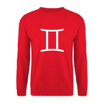 Sternzeichen Zwillinge, exklusives T-Shirt Design - Unisex Pullover - Rot - Vorne - Alina (178cm) & Michal (187cm)