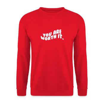 Vous en valez la peine - Dicton de motivation - Sweat-shirt Unisexe - rouge - Devant - Alina (178cm) & Michal (187cm)