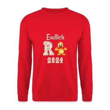 Rente 2024 mit Ente Rentner Ruhestand | R Ente - Unisex Pullover - Rot - Vorne - Alina (178cm) & Michal (187cm)