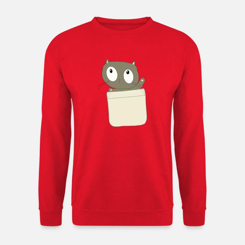Chat Curieux dans la Poche - Sweat-shirt Unisexe - rouge