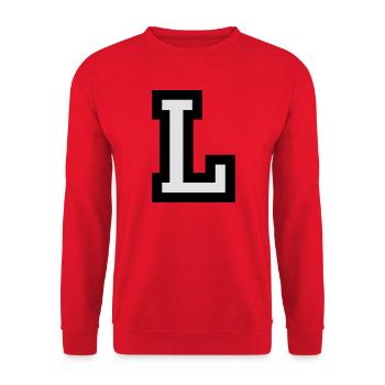 Buchstabe L - Unisex Pullover - Rot - Vorne - Alina (178cm) & Michal (187cm)