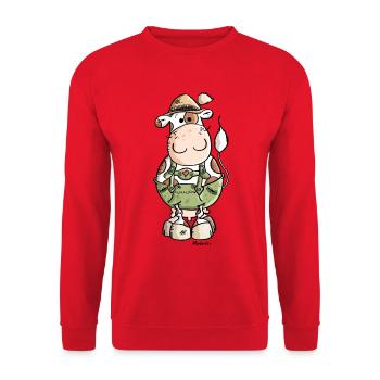 Bavarian Cow - Unisex Sweatshirt - red - Front - Alina (178cm) & Michal (187cm)