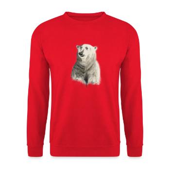 ours blanc - Sweat-shirt Unisexe - rouge - Devant - Alina (178cm) & Michal (187cm)