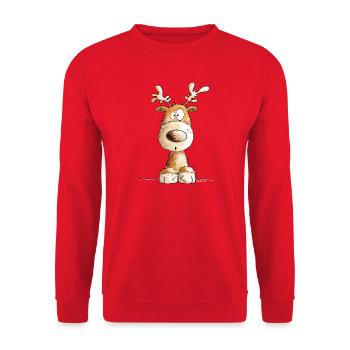 Petit Renne de Noël par MODARTIS - Sweat-shirt Unisexe - rouge - Devant - Alina (178cm) & Michal (187cm)