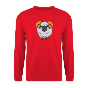 Niedliche Schaf mit Horngeweih - Unisex Pullover - Rot - Vorne - Alina (178cm) & Michal (187cm)
