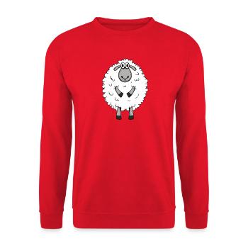 Niedlicher Schäferhund Schaf Motiv - Unisex Pullover - Rot - Vorne - Alina (178cm) & Michal (187cm)
