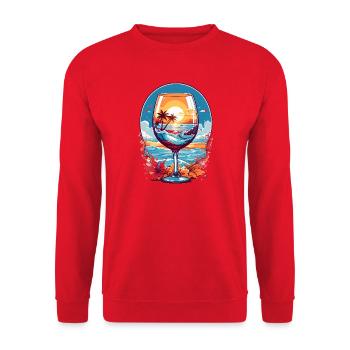 Verre de vin de plage - Sweat-shirt Unisexe - rouge - Devant - Alina (178cm) & Michal (187cm)