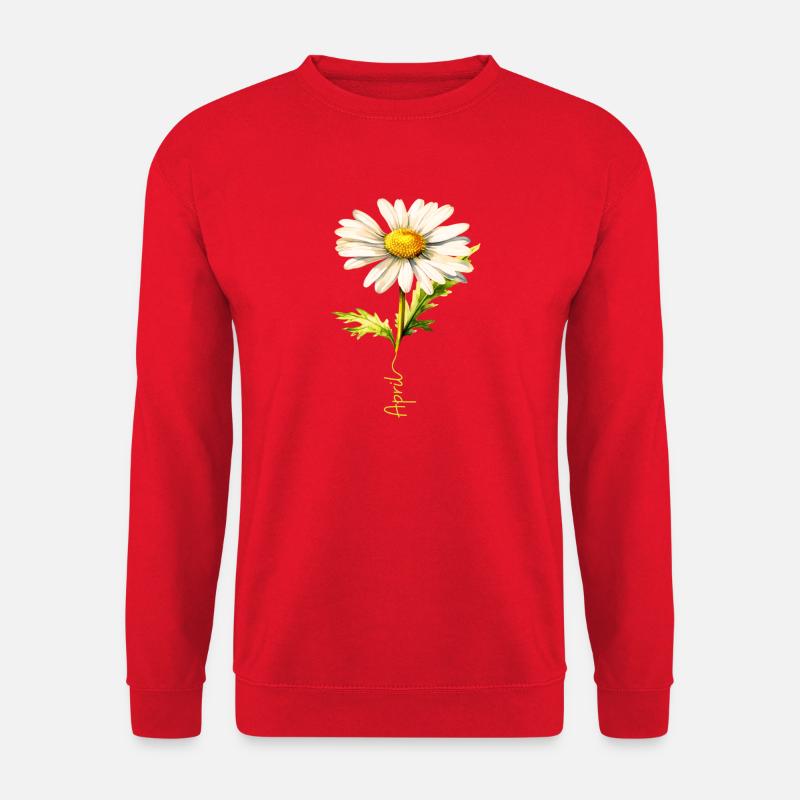 Frühlings-Gänseblümchen mit April-Schriftzug - Unisex Pullover - Rot