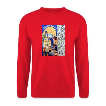 EG Urlaub I Marokko I Orient I Geschenk I Reisen - Unisex Pullover - Rot - Vorne - Alina (178cm) & Michal (187cm)