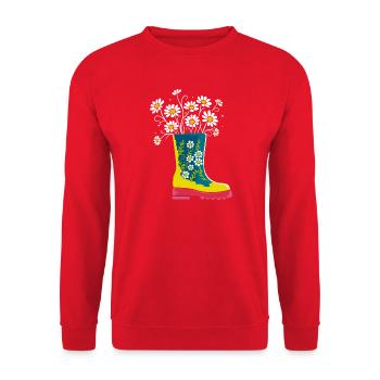 Colorful rubber boots with flowers - Unisex Sweatshirt - red - Front - Alina (178cm) & Michal (187cm)