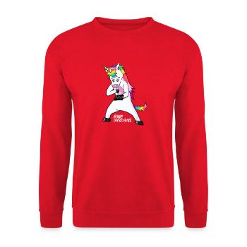 Rave Unicorns Ligne Blanc Logo 18+ - Sweat-shirt Unisexe - rouge - Devant - Alina (178cm) & Michal (187cm)