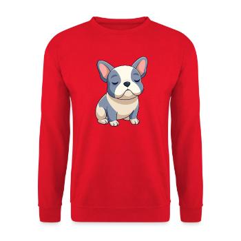Bulldog français bleu et beige en train de dormir - Sweat-shirt Unisexe - rouge - Devant - Alina (178cm) & Michal (187cm)