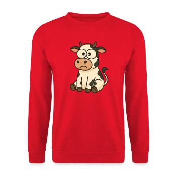 Süße verwirrte Kuh Cartoon lustig Clumsy - Unisex Pullover - Rot - Vorne - Alina (178cm) & Michal (187cm)
