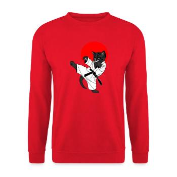 Black cat karate sun - Unisex Sweatshirt - red - Front - Alina (178cm) & Michal (187cm)