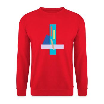 Abstract geometric face on t-shirt - Unisex Sweatshirt - red - Front - Alina (178cm) & Michal (187cm)