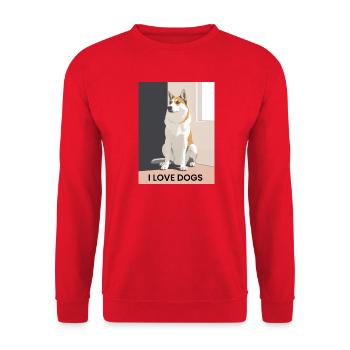 Dog Friendship Illustration - Unisex Sweatshirt - red - Front - Alina (178cm) & Michal (187cm)