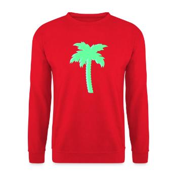 Mint Palme im Neonlook - Unisex Pullover - Rot - Vorne - Alina (178cm) & Michal (187cm)