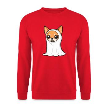 Chihuahua Hund Halloween Geist - Unisex Pullover - Rot - Vorne - Alina (178cm) & Michal (187cm)