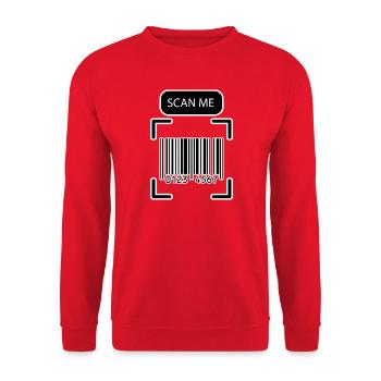 SCAN ME Barcode Funny Design - Unisex Sweatshirt - red - Front - Alina (178cm) & Michal (187cm)