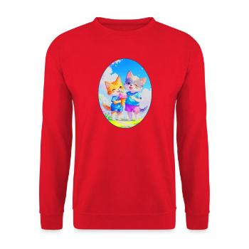 Kätzchen, Hündchen & Eiscreme (Oval) - Unisex Sweatshirt - red - Front - Alina (178cm) & Michal (187cm)