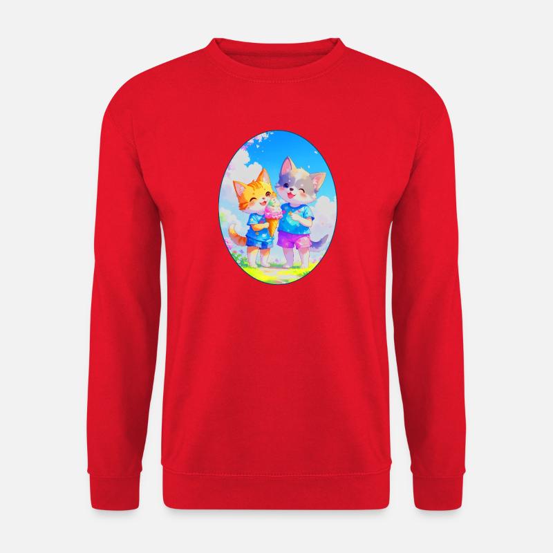 Kätzchen, Hündchen & Eiscreme (Oval) - Unisex Sweatshirt - red