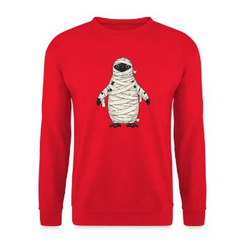 Lustiger Pinguin Halloween Monster Mumie Cartoon - Unisex Pullover - Rot - Vorne - Alina (178cm) & Michal (187cm)