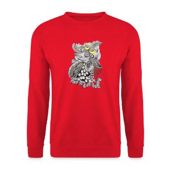 Ornamental Flower Black and White Pattern with Yellow - Unisex Sweatshirt - red - Front - Alina (178cm) & Michal (187cm)