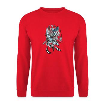 Indigo Blütenlinie Design - Unisex Pullover - Rot - Vorne - Alina (178cm) & Michal (187cm)