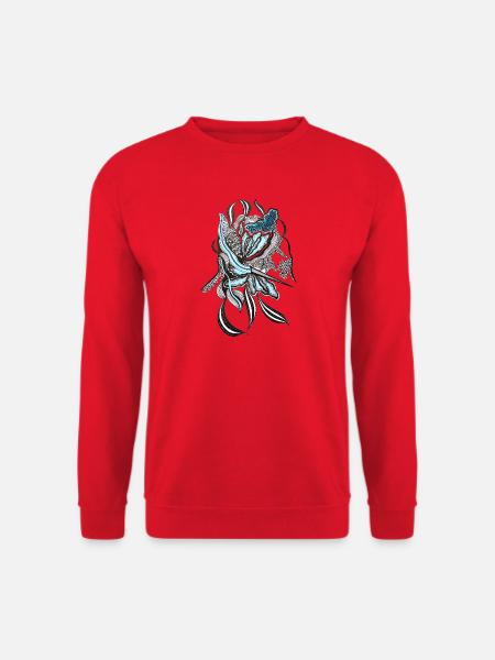 Indigo Blütenlinie Design - Unisex Pullover - Rot