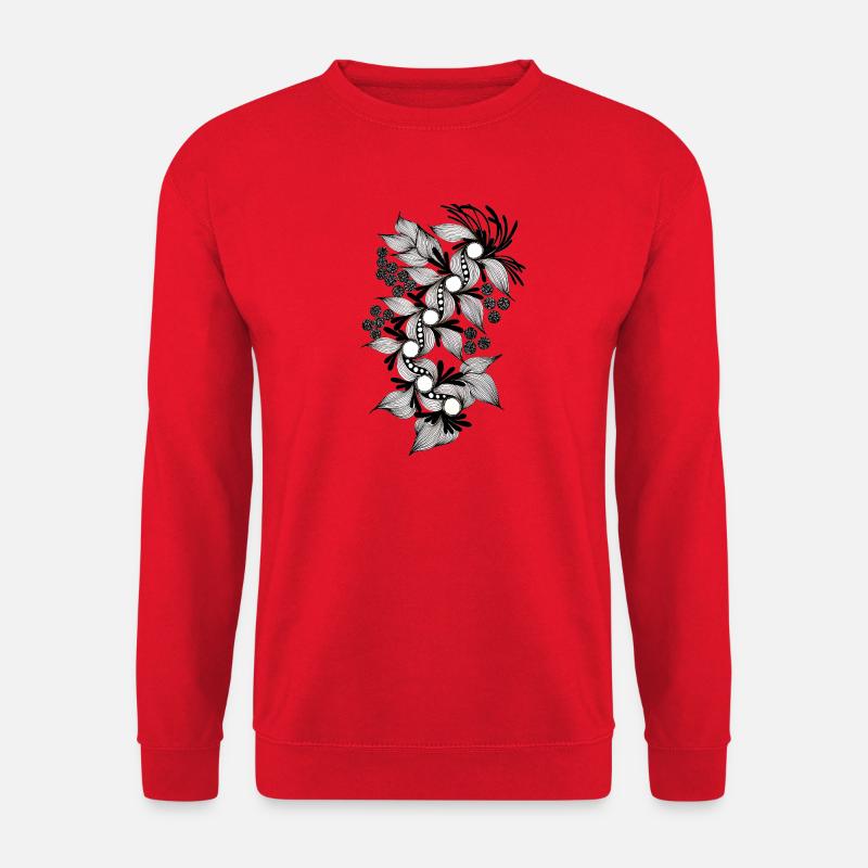 Spirale de fleurs noires et blanches - Sweat-shirt Unisexe - rouge