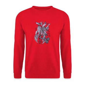 Purpurne Linienblüte - Unisex Pullover - Rot - Vorne - Alina (178cm) & Michal (187cm)