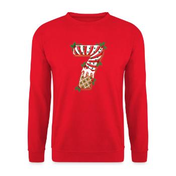 Weihnachts 7 Eisstiel Mistel - Unisex Pullover - Rot - Vorne - Alina (178cm) & Michal (187cm)