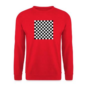 Black and White Chess Square - Unisex Sweatshirt - red - Front - Alina (178cm) & Michal (187cm)