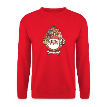 Weihnachtsmann Nikolaus - Unisex Pullover - Rot - Vorne - Alina (178cm) & Michal (187cm)