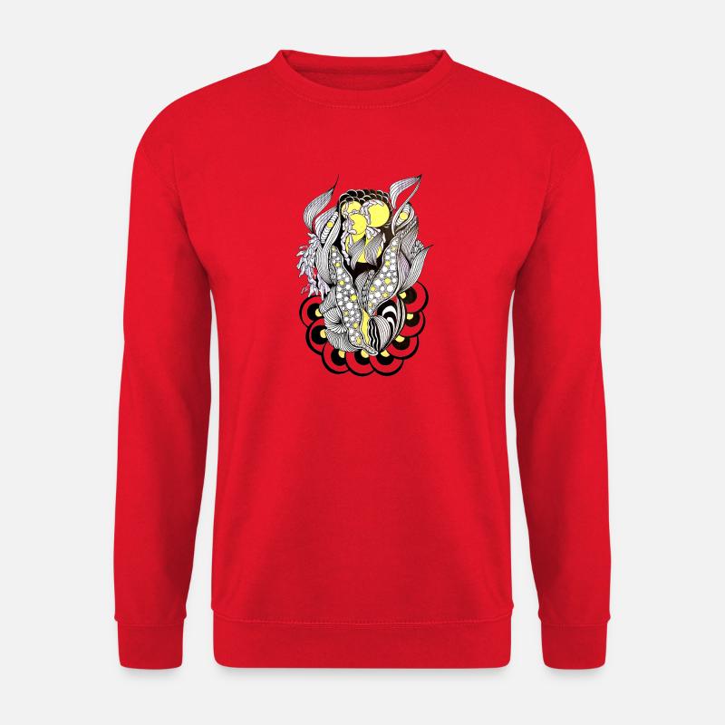 Gelb Botanische Abstraktion - Unisex Pullover - Rot