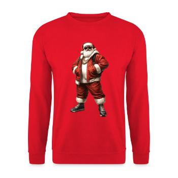 Père Noël, le Père Noël dans le style hip hop, rap - Sweat-shirt Unisexe - rouge - Devant - Alina (178cm) & Michal (187cm)