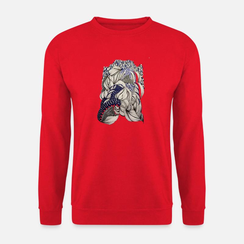 Indigo Blattgeflecht Muster - Unisex Pullover - Rot