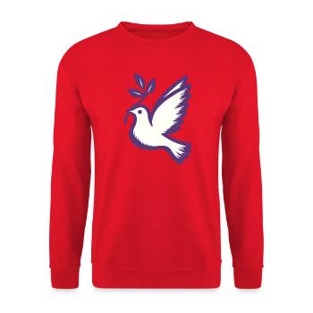 Lila Taube Emblem Olivenzweig - Unisex Pullover - Rot - Vorne - Alina (178cm) & Michal (187cm)