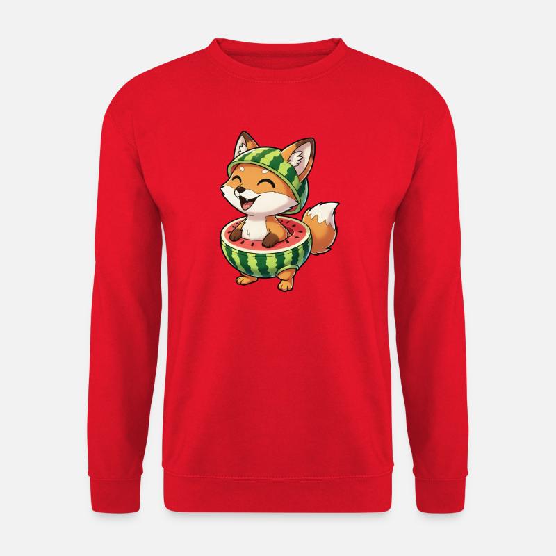 Lustiger Fuchs mit Wassermelone Sommer Spaß - Unisex Pullover - Rot