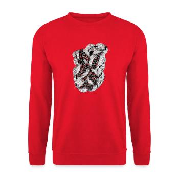 Black and white leaf pattern with red berries - Unisex Sweatshirt - red - Front - Alina (178cm) & Michal (187cm)