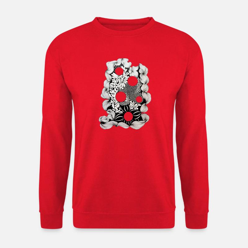 Black Flower Ring Pattern - Unisex Sweatshirt - red