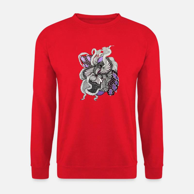 Lila Spiralmuster der Op-Art - Unisex Pullover - Rot