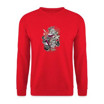 Vrilles de fleurs magenta noires - Sweat-shirt Unisexe - rouge - Devant - Alina (178cm) & Michal (187cm)